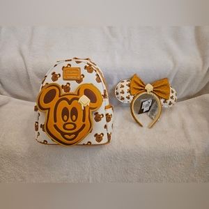 Mickey Waffle Loungefly Backpack and Ears set, NWT and never used
